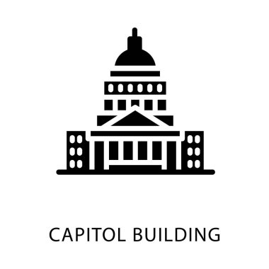 Amerikan capitol bina glyph vektör tasarımı 