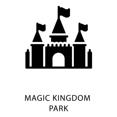 Magic krallık park simgesi glyph vektör 