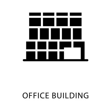 Ofis binası glyph tasarım simgesi.