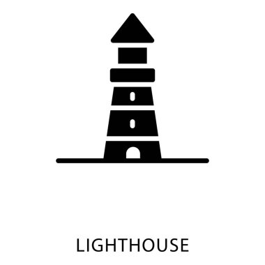 Glyph vektörü içinde deniz feneri simgesi 