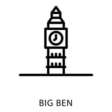 Çizgi tasarım vektörü Big ben kulesi 