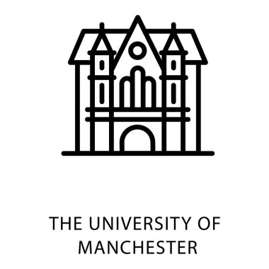 Manchester Üniversitesi tasarım vektörü çizgi simgesi 