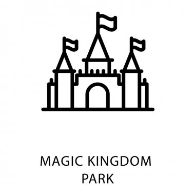 Magic kingdom park simgesi çizgi vektörü 