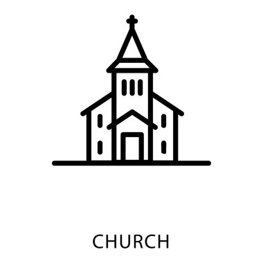 Kilise binası simge çizgi tasarımı 