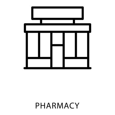 Eczane bina hattı vektörü simgesi 