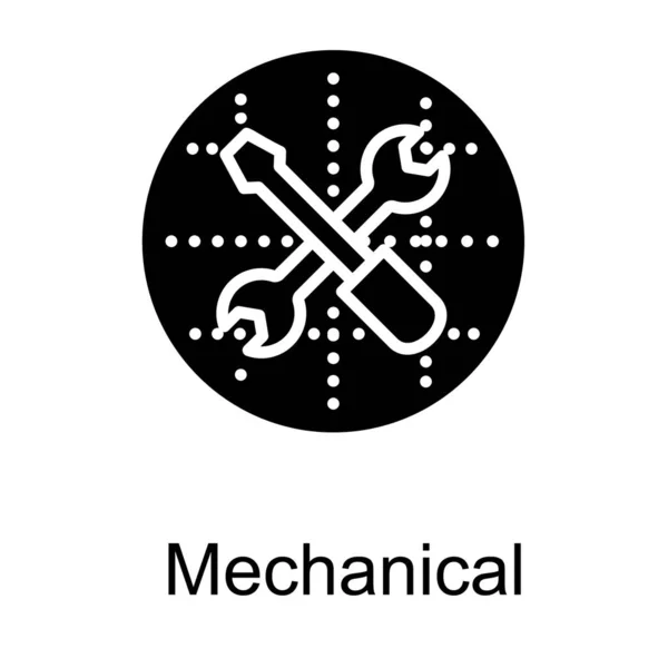 Herramientas Mecánicas Logotipo Del Diseño Del Glifo — Vector de stock