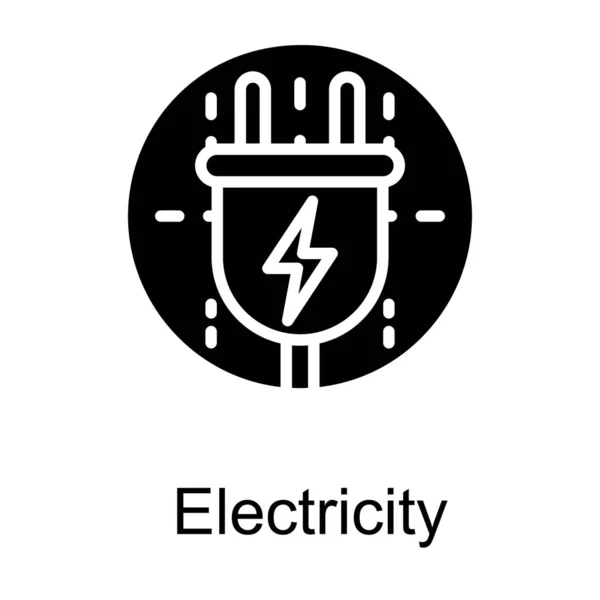 Enchufe Electricidad Diseño Del Glifo Logo — Vector de stock