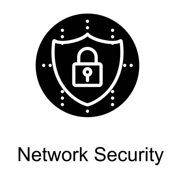 Network Security Glyph Design Vector — Stock Vector