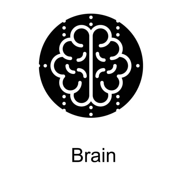 Glyphe Vecteur Conception Logo Cerveau — Image vectorielle