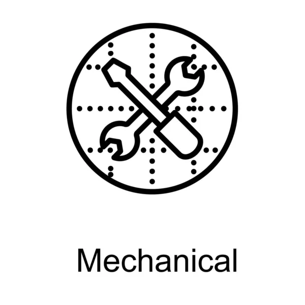 Herramientas Mecánicas Logotipo Diseño Línea — Vector de stock