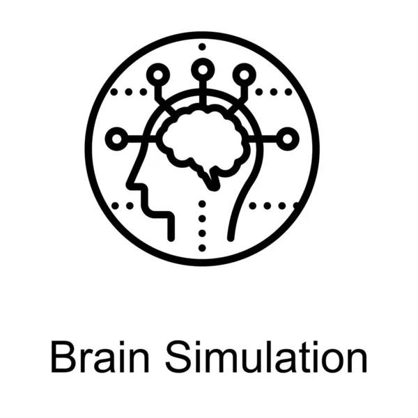 Simulación Cerebral Diseño Línea — Vector de stock