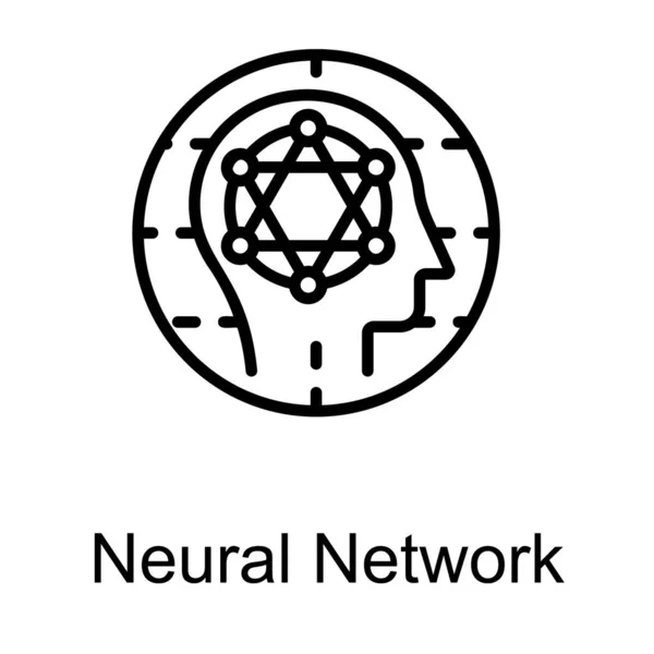 Logo Della Rete Neurale Nel Vettore Progettazione Della Linea — Vettoriale Stock