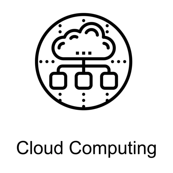 Cloud Computing Vecteur Dans Conception Ligne — Image vectorielle