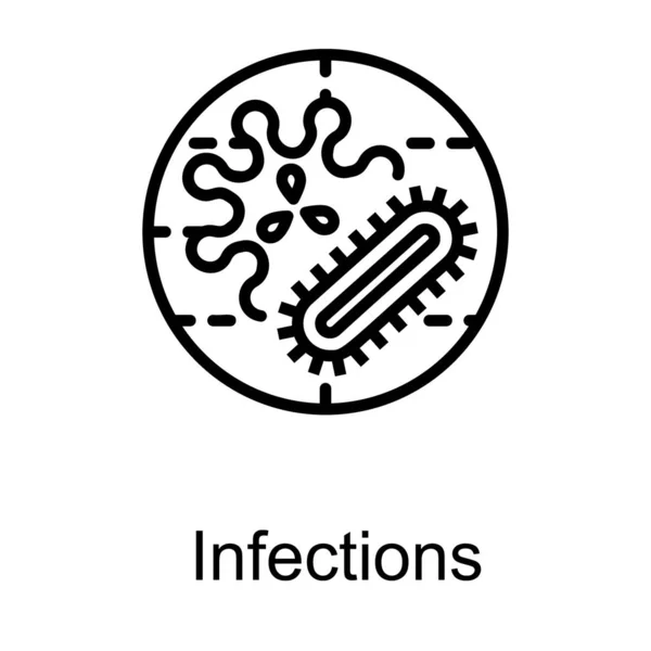 Baktériumok Vírus Logo Vonalvektor — Stock Vector