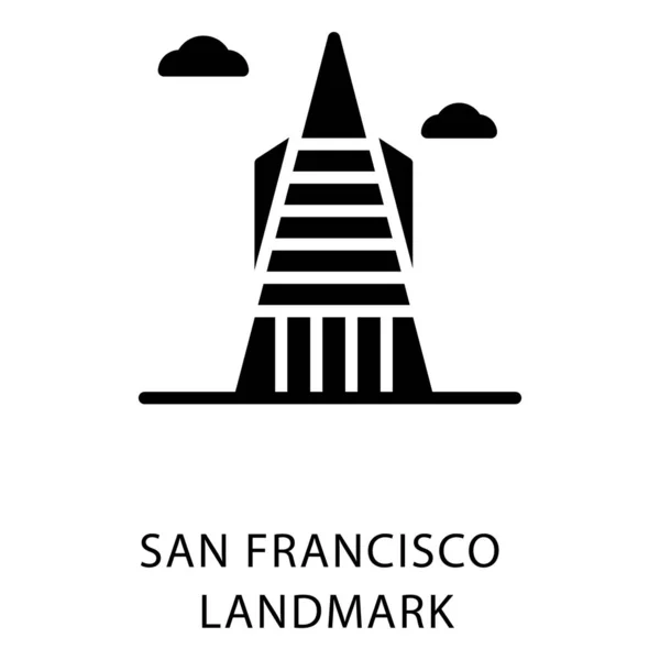 San Francisco Wahrzeichen Glyphen Vektor — Stockvektor