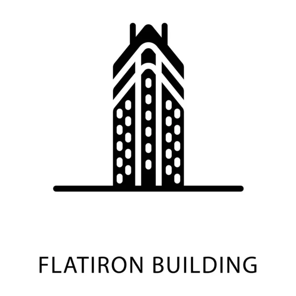 Edifício Flatiron Ícone Design Glifo — Vetor de Stock