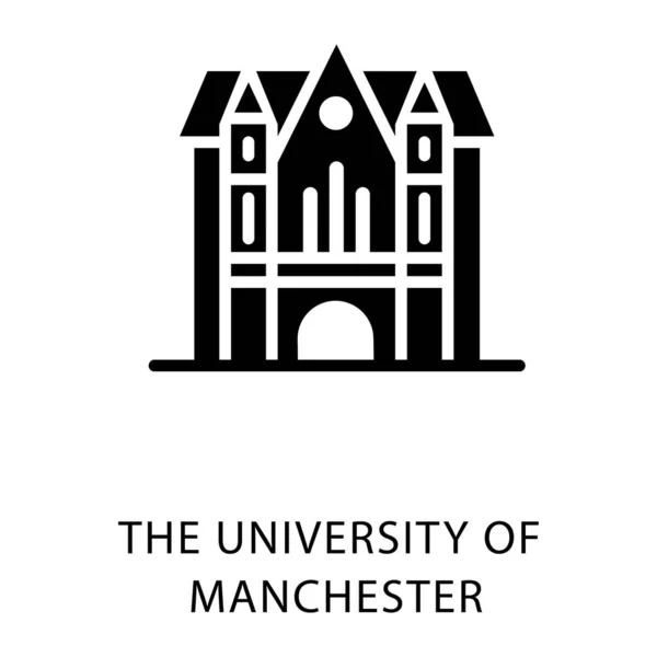 Glifo Icono Universidad Manchester Vector Diseño — Vector de stock