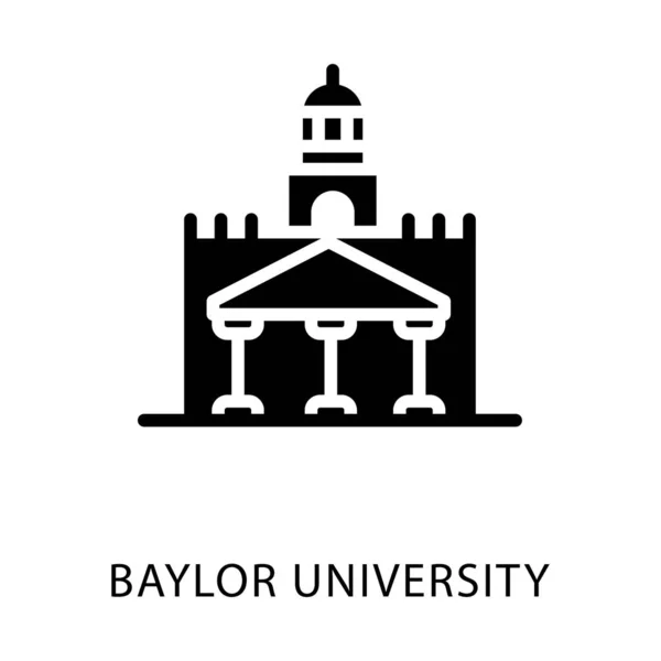 Baylor Üniversitesi Binasının Glyph Simgesi — Stok Vektör