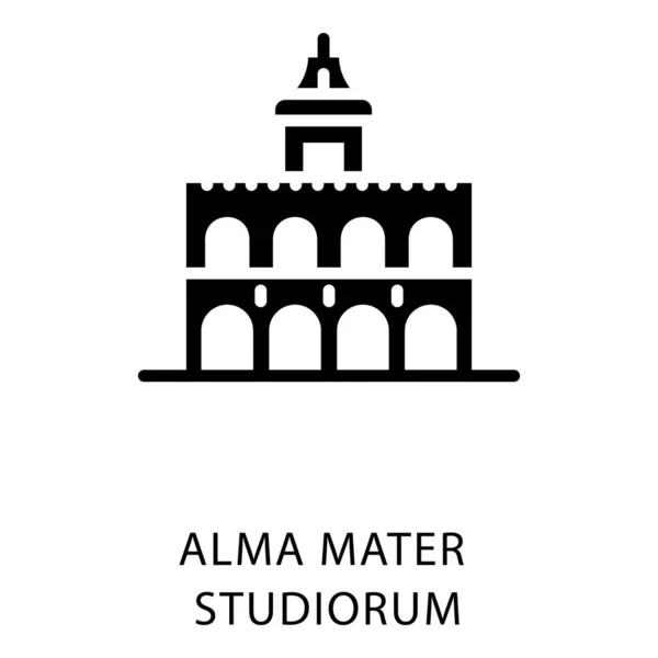 Icono Glifo Del Edificio Estudio Alma Mater — Vector de stock