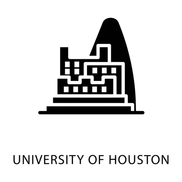 Icona Del Glifo Dell Edificio Universitario Houston — Vettoriale Stock