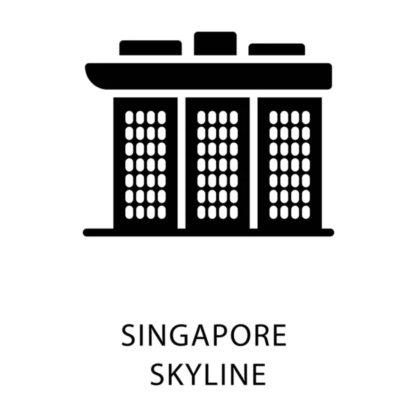 Singapore Skyline Edifici Icona Del Glifo — Vettoriale Stock