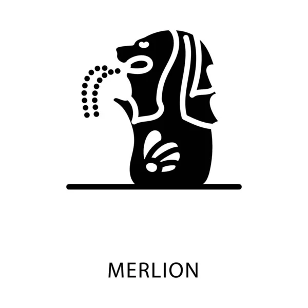 Merlion Sentosa Vector Icono Glifo — Vector de stock