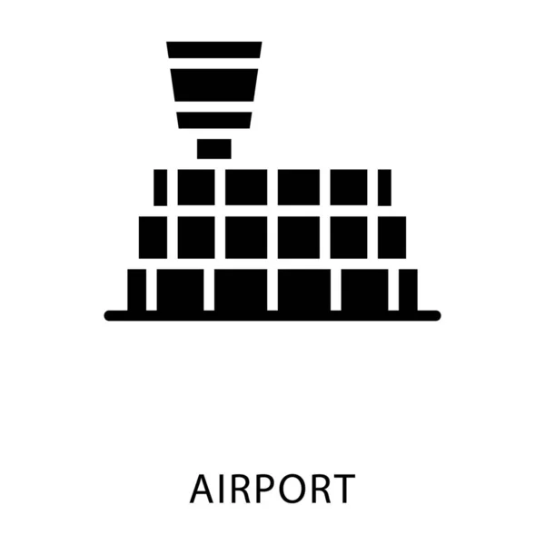 Airport Building Icon Glyph Vector — Stock Vector