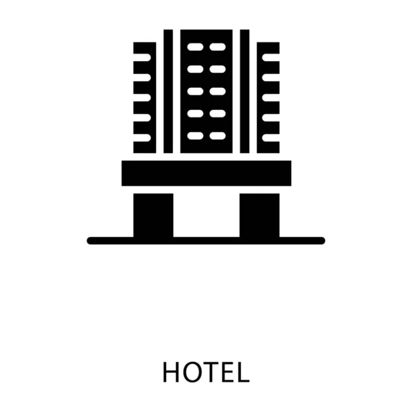 Vetor Construção Hotel Design Glifo —  Vetores de Stock