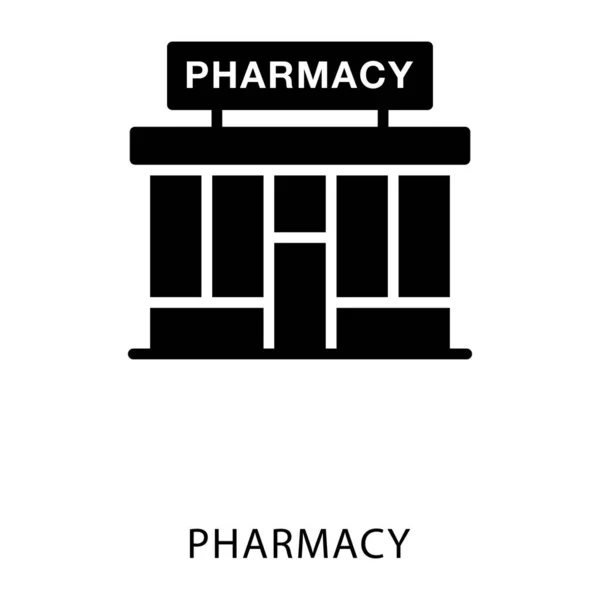 Icono Farmacia Edificio Glifo Vector — Vector de stock