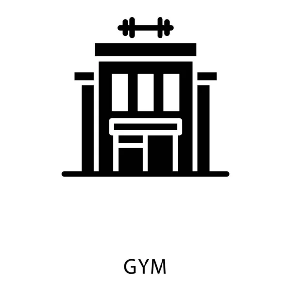 Gimnasio Icono Construcción Vector Glifo — Vector de stock