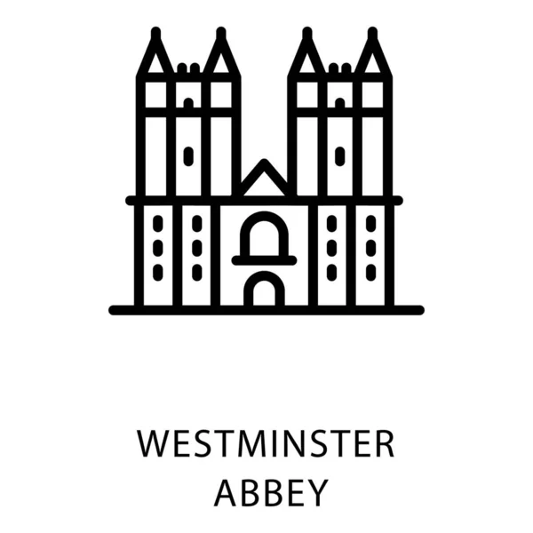 Westminster Abbey Icon Linje Vektor — Stock vektor