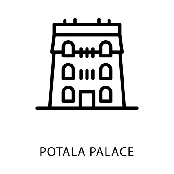 Linje Ikon För Potala Palace — Stock vektor
