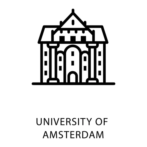 Icono Línea Universidad Amsterdam Vector Diseño — Vector de stock