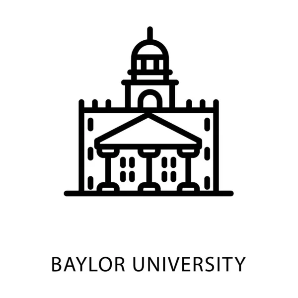 Baylor Üniversitesi Binası Nın Hat Simgesi — Stok Vektör