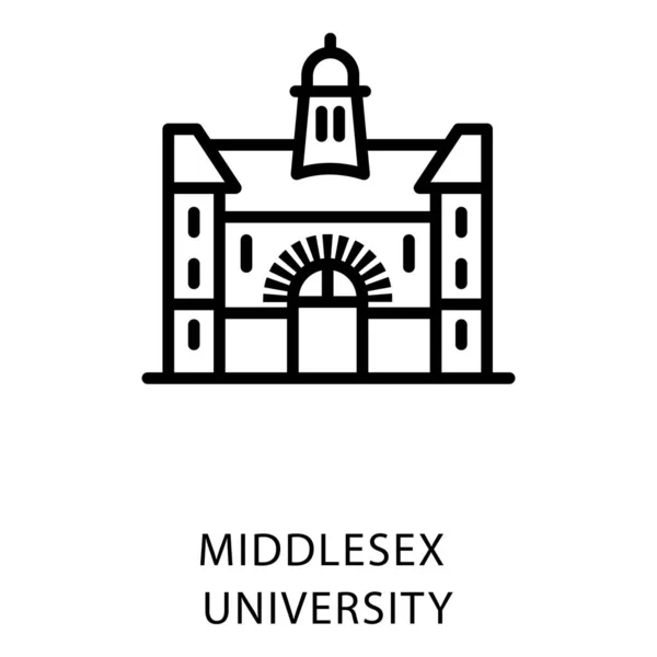 Linje Ikon För Middlesex University Building — Stock vektor