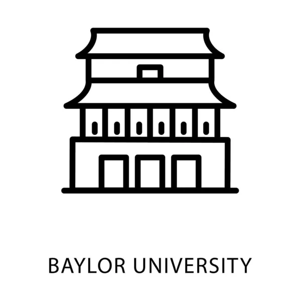 Baylor Üniversitesi Binası Nın Hat Simgesi — Stok Vektör