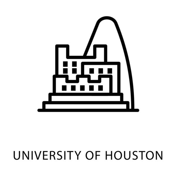 Houston Üniversitesi Binası Nın Hat Simgesi — Stok Vektör