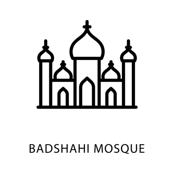 Liniensymbol Der Badshahi Moschee Designvektor — Stockvektor