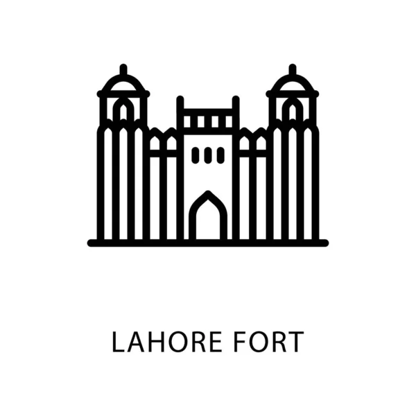 Icono Línea Del Vector Diseño Lahore Fort — Vector de stock