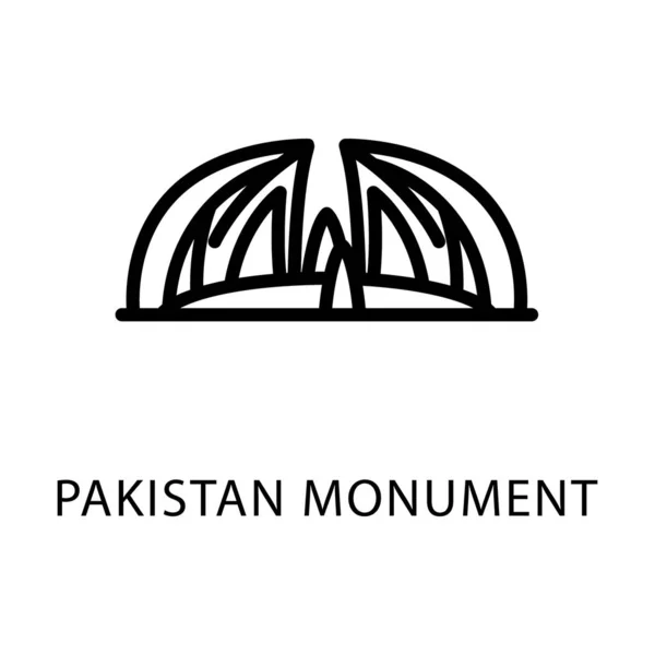 Pakistan Anıt Tasarım Vektörünün Çizgi Simgesi — Stok Vektör