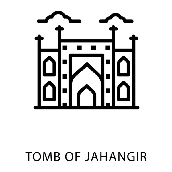 Icono Línea Tumba Del Vector Diseño Jahangir — Archivo Imágenes Vectoriales