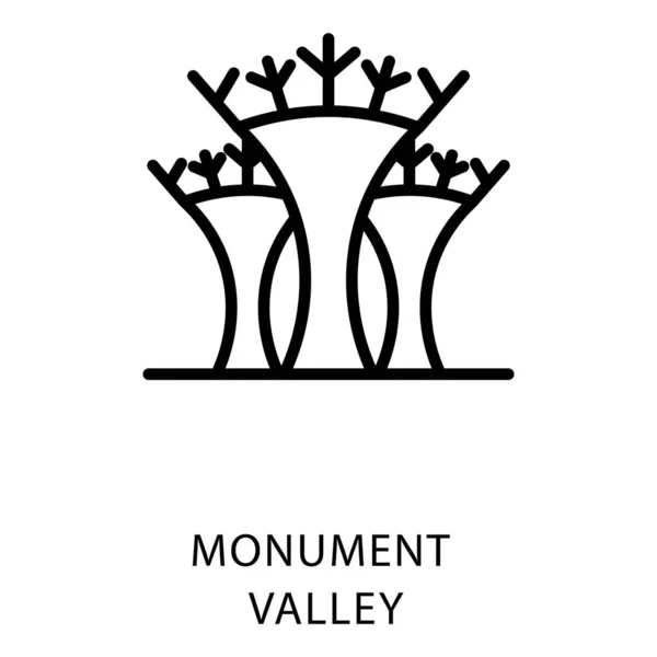 Monumento Vale Ícone Linha Vetor — Vetor de Stock