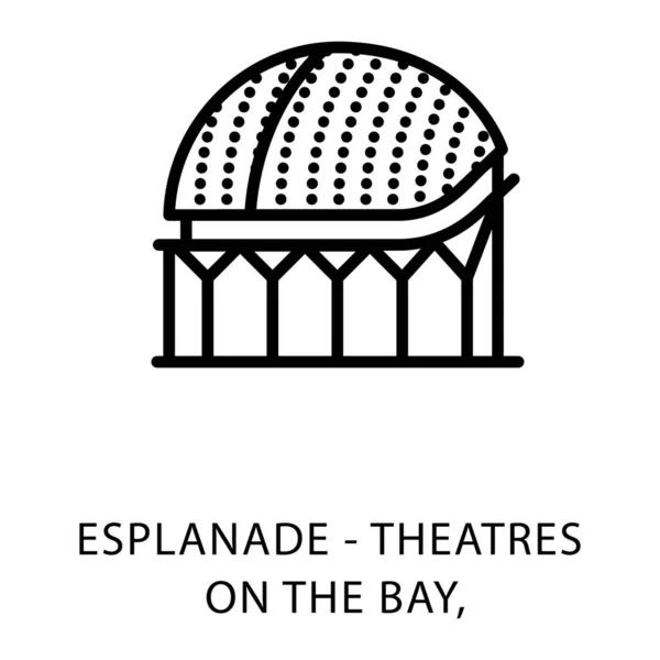 Esplanade Teatro Icono Línea Vector — Archivo Imágenes Vectoriales