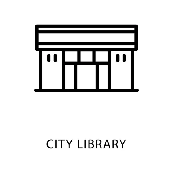 Icona Della Biblioteca Comunale Costruzione Del Vettore Linea — Vettoriale Stock