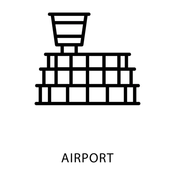 Airport Building Icon Line Vector — Stock Vector