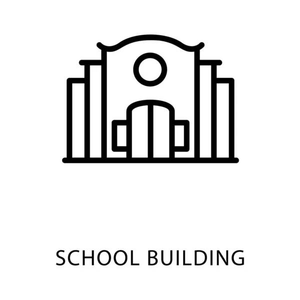 Edificio Scolastico Educativo Linea Progettazione Vettoriale — Vettoriale Stock