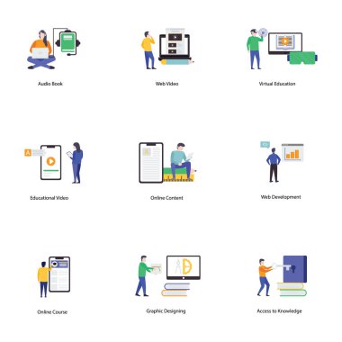 Eğitim düz vektörler illüstrasyon paketi çekici ve büyüleyici kavramsal görsel vektörler dijital öğrenme illüstrasyonyönlerini karşılamak sunan. Şimdi süsle. !