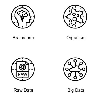 Proje ihtiyaçlarınız için mükemmel olan büyüleyici editable kavramsal görsel vektörleri gösteren kavramsal semboller satırı logosuna buradan bir göz atın. İndirin !