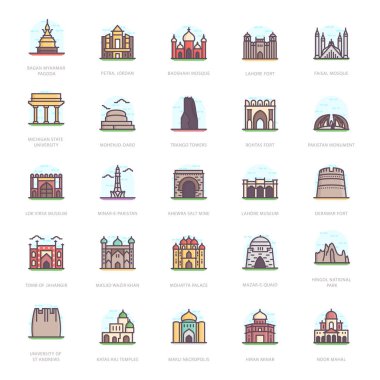 Büyüleyici ve editable görsel simgeleri bulabileceğiniz anıt simgesel düz vektörler paketine bir göz atalım. Garb ve indirin! 