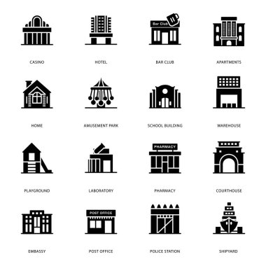 Büyüleyici ve editable görsel simgeleri bulabileceğiniz bir paket glyph vektör leri bina mimarisine bir göz atalım. Garb ve indirin! 